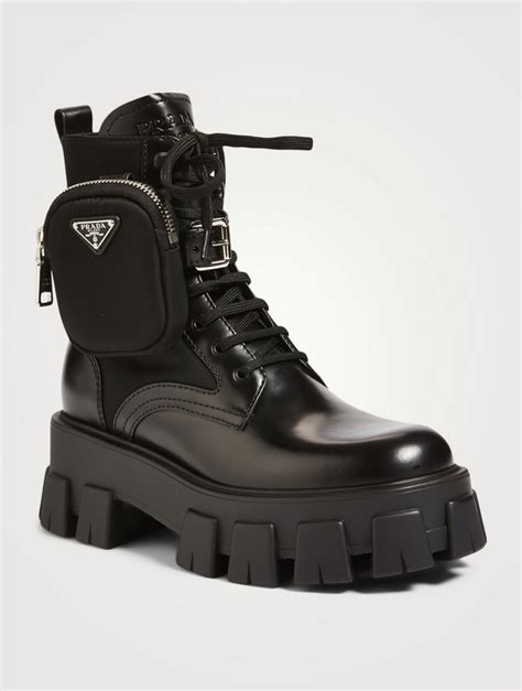 prada leather boots women|Prada ankle pouch combat boots.